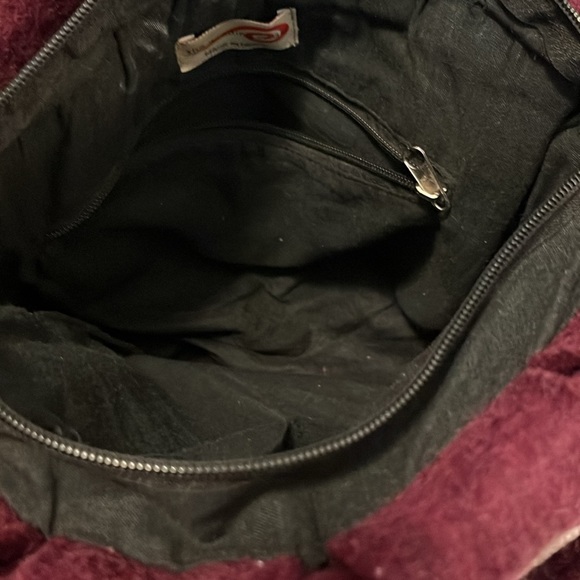 The Winding Road Burgundy Patchwork Ultra Thick Felt Zipper Tote Bag Pure - Picture 8 of 10